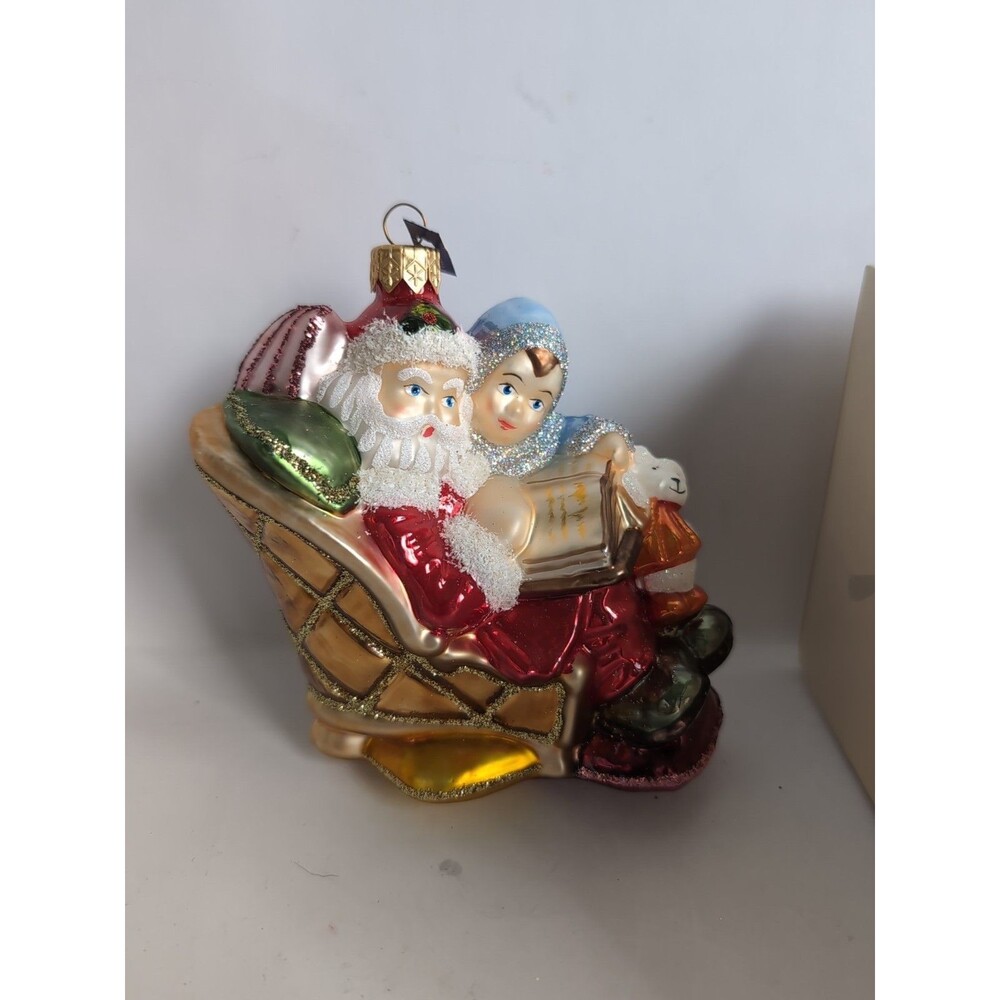 Vtg Santa Child Blown Glass Christmas Ornament Poland Glassware Art Studio